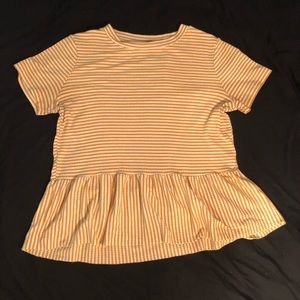 Forever 21 white and yellow striped shirt M